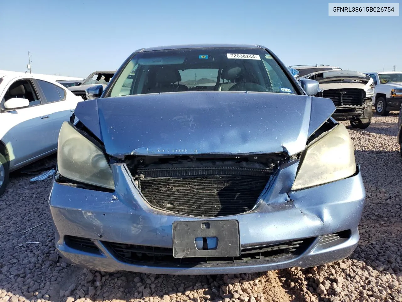 2005 Honda Odyssey Exl VIN: 5FNRL38615B026754 Lot: 72638244