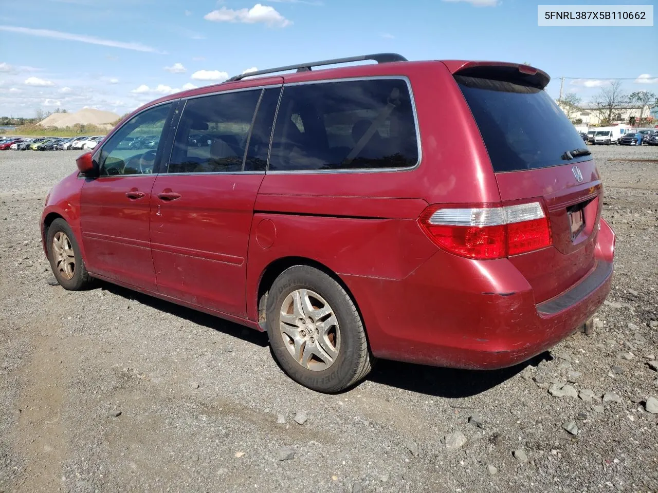 2005 Honda Odyssey Exl VIN: 5FNRL387X5B110662 Lot: 75109784