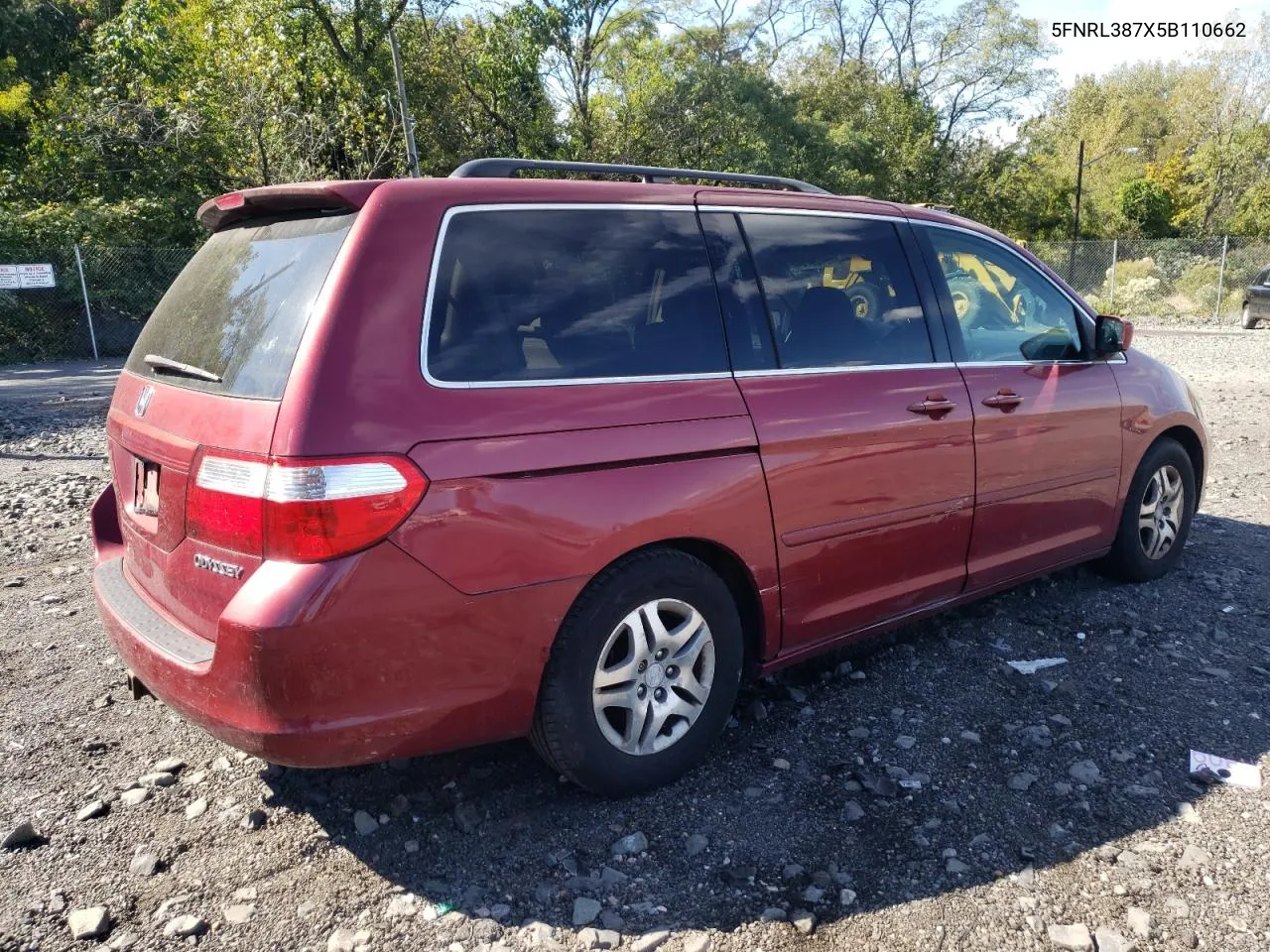 2005 Honda Odyssey Exl VIN: 5FNRL387X5B110662 Lot: 75109784