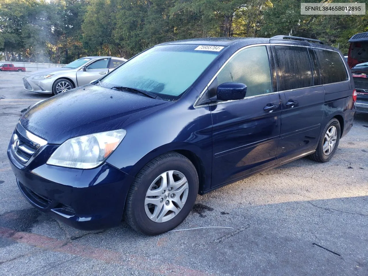 2005 Honda Odyssey Ex VIN: 5FNRL38465B012895 Lot: 75955784