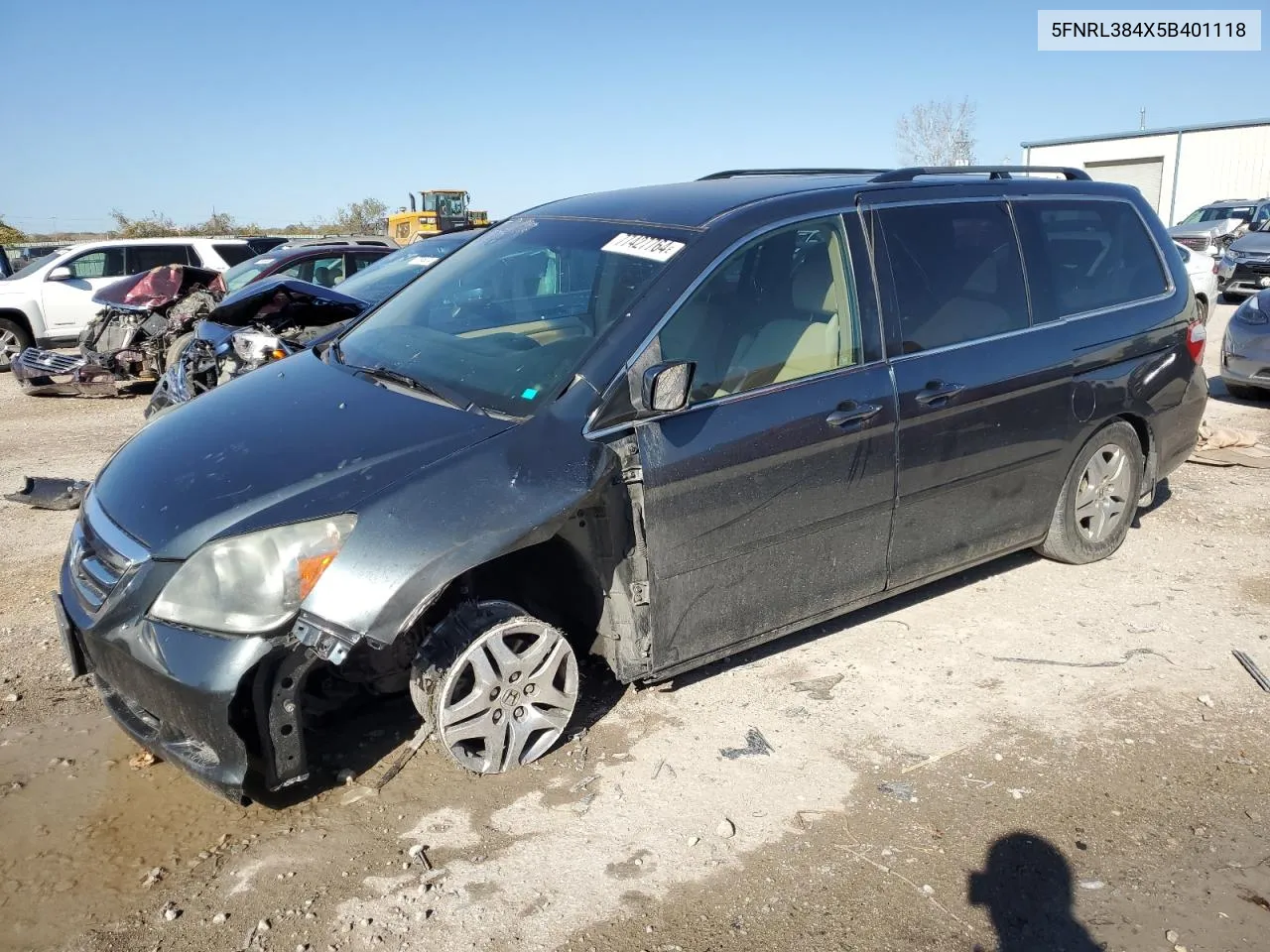 2005 Honda Odyssey Ex VIN: 5FNRL384X5B401118 Lot: 77427764