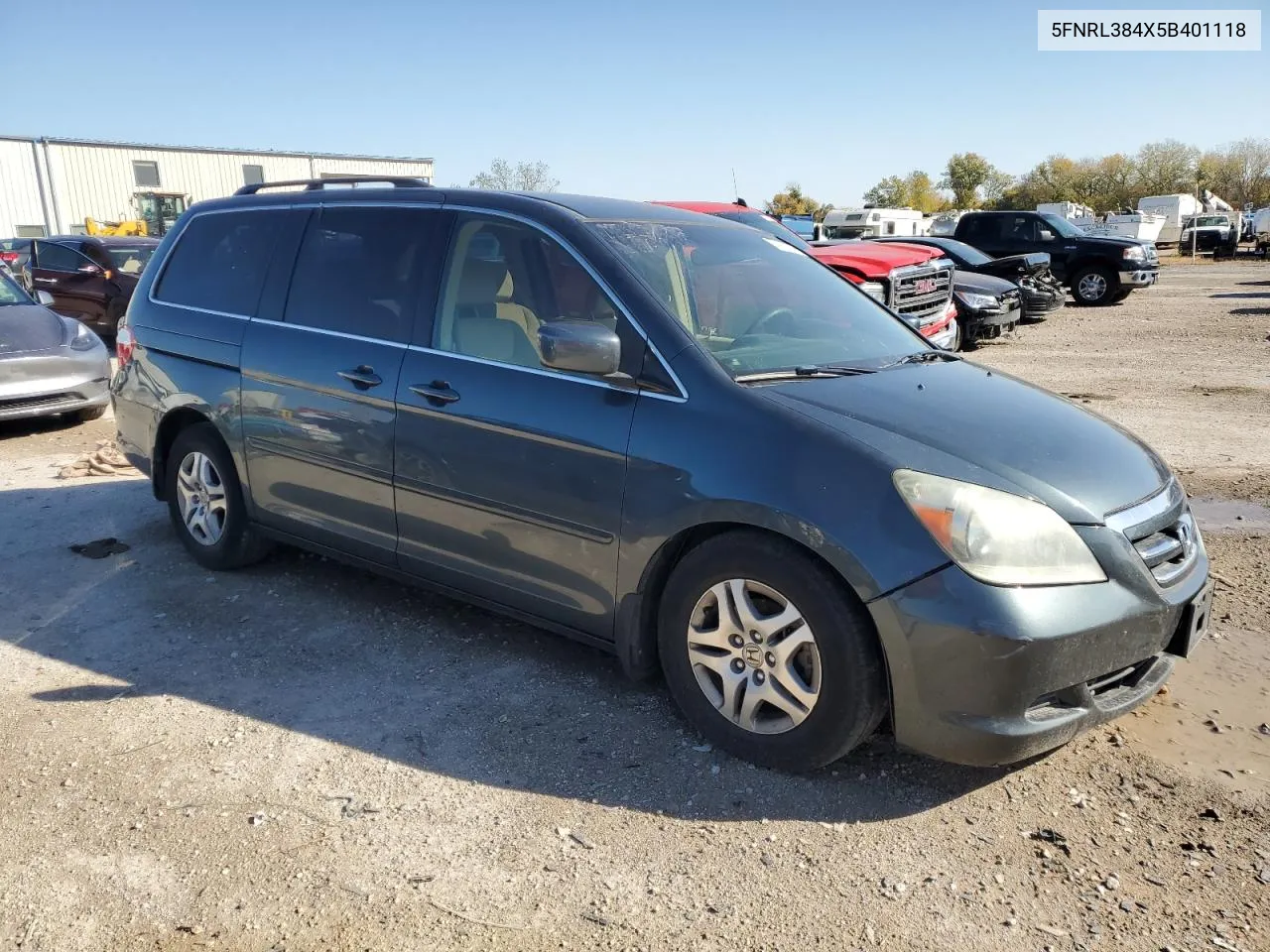 2005 Honda Odyssey Ex VIN: 5FNRL384X5B401118 Lot: 77427764