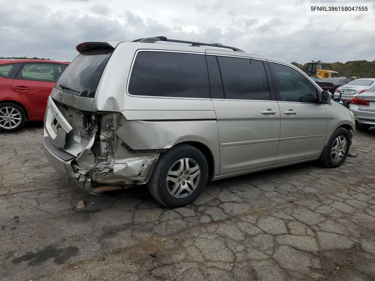 2005 Honda Odyssey Exl VIN: 5FNRL38615B047555 Lot: 78353344