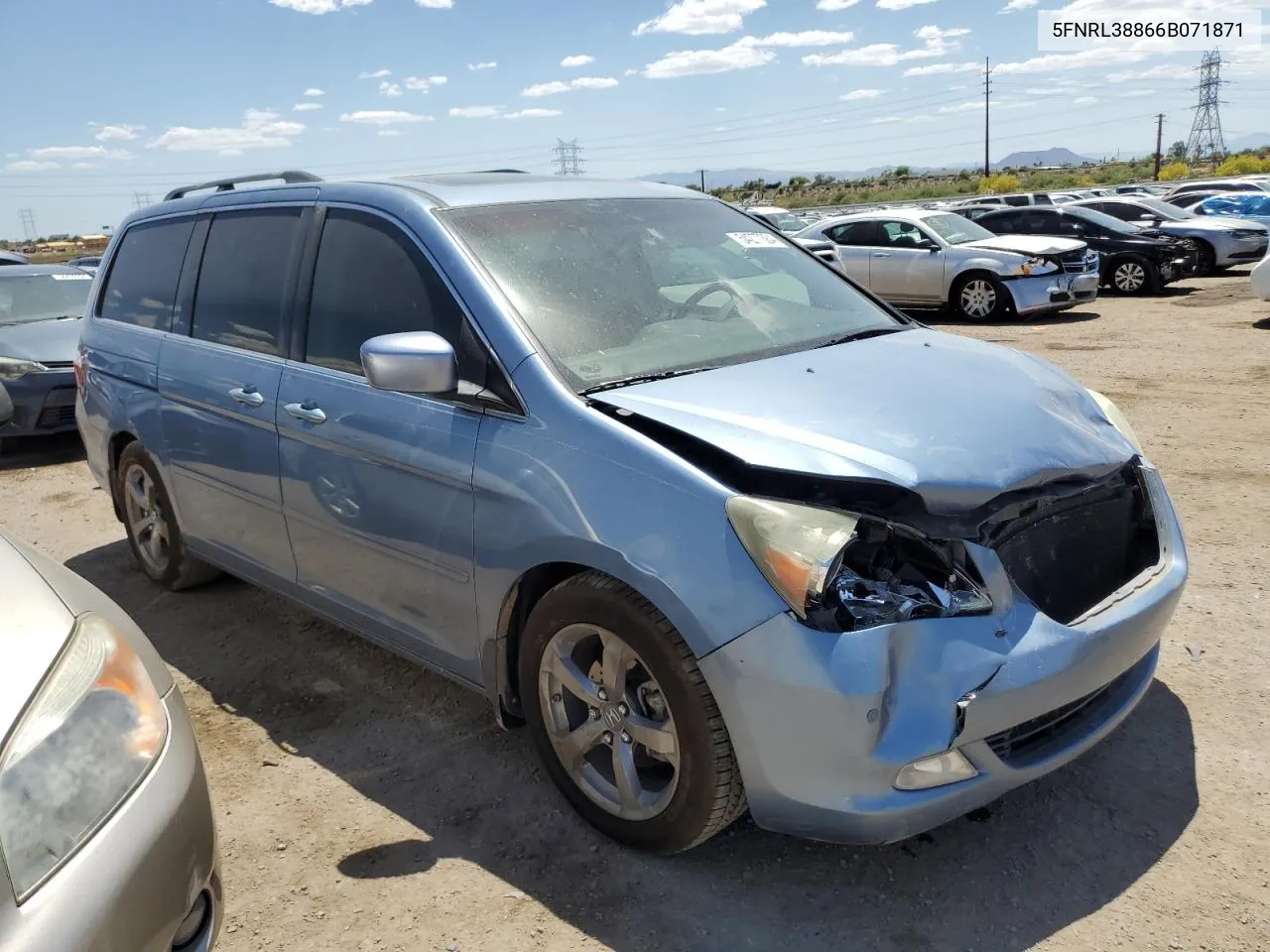 2006 Honda Odyssey Touring VIN: 5FNRL38866B071871 Lot: 54277384