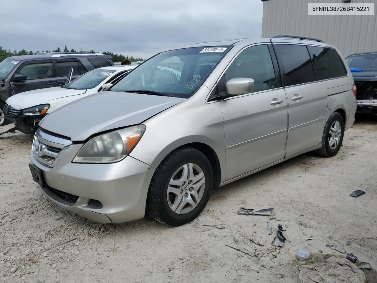 2006 Honda Odyssey Exl VIN: 5FNRL38726B415221 Lot: 65780274