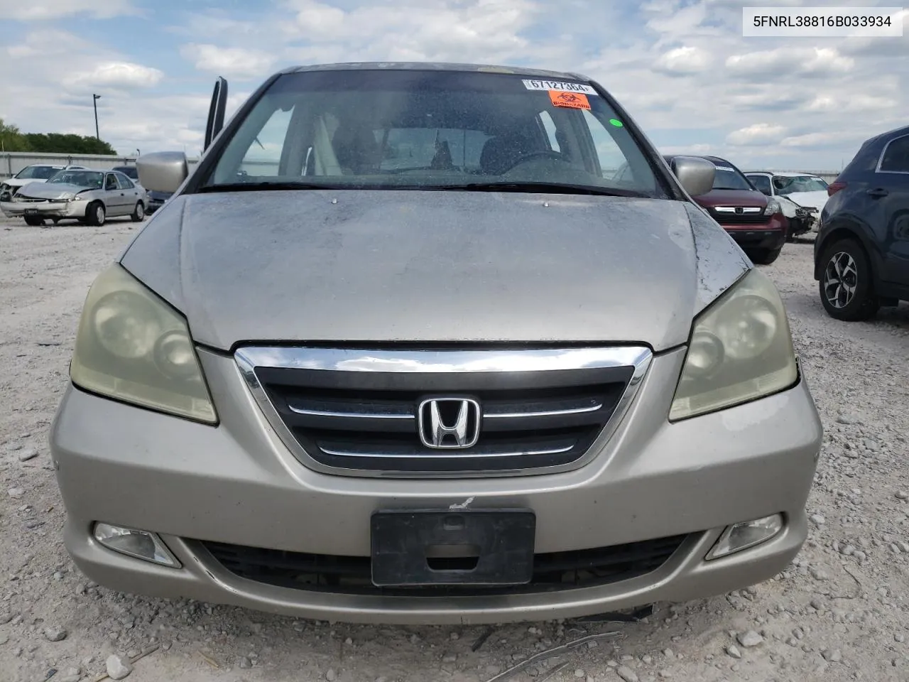 2006 Honda Odyssey Touring VIN: 5FNRL38816B033934 Lot: 67127364