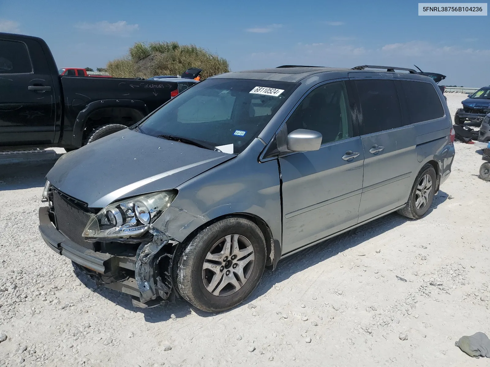 2006 Honda Odyssey Exl VIN: 5FNRL38756B104236 Lot: 68110524