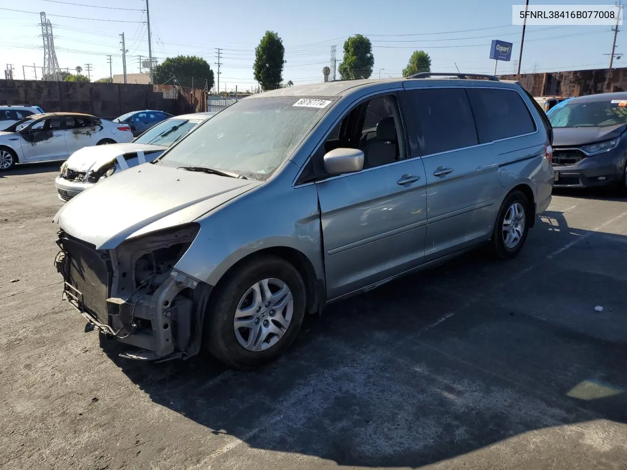 2006 Honda Odyssey Ex VIN: 5FNRL38416B077008 Lot: 68767774