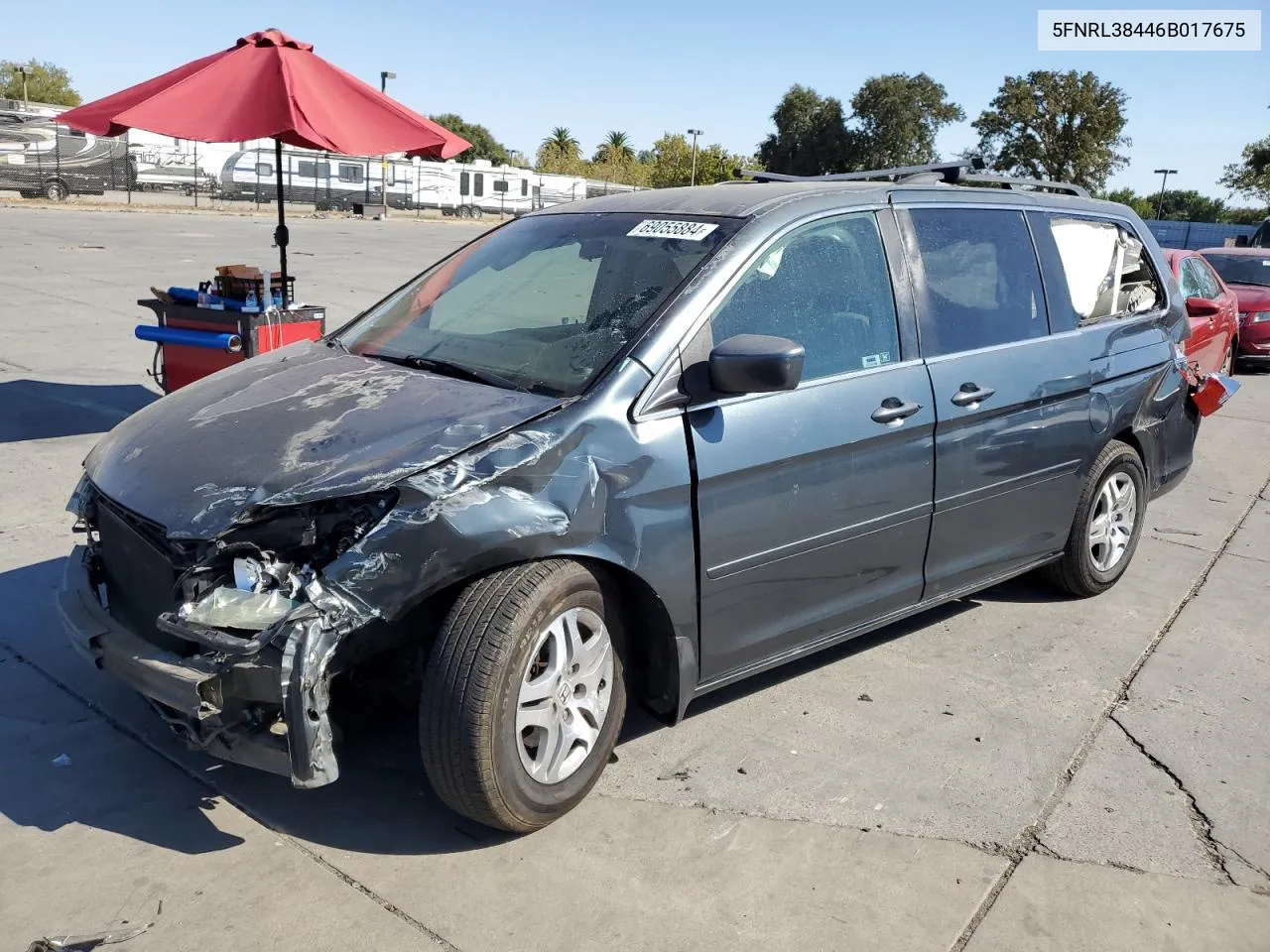 2006 Honda Odyssey Ex VIN: 5FNRL38446B017675 Lot: 69055884