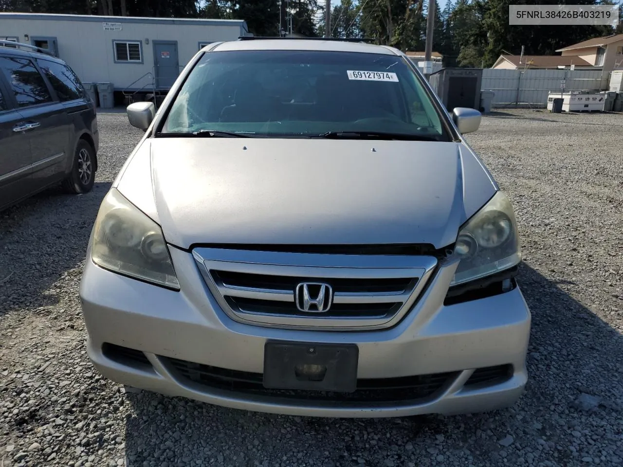 2006 Honda Odyssey Ex VIN: 5FNRL38426B403219 Lot: 69127974