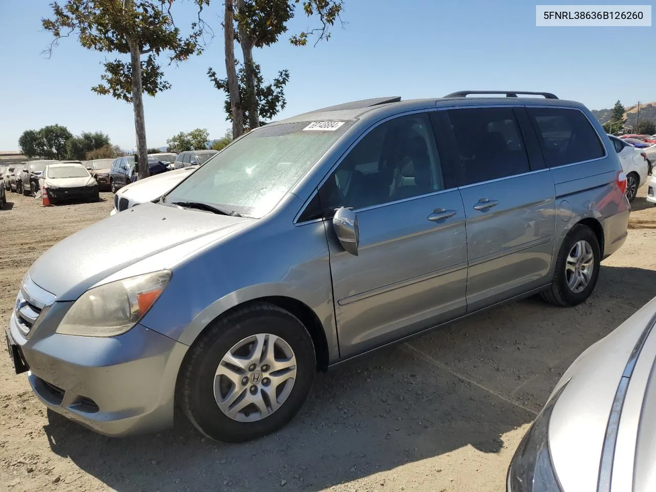 5FNRL38636B126260 2006 Honda Odyssey Exl