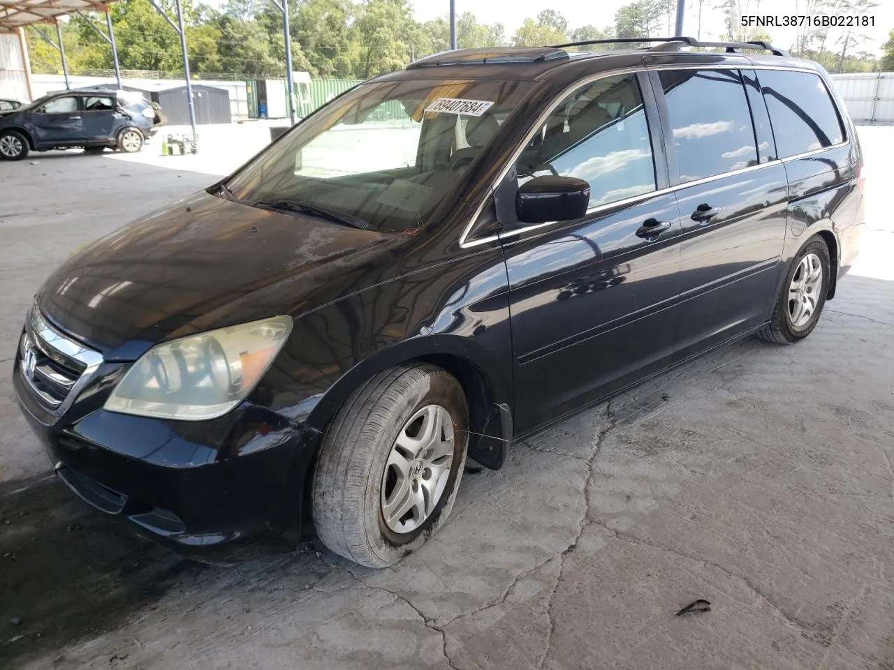 2006 Honda Odyssey Exl VIN: 5FNRL38716B022181 Lot: 69407684