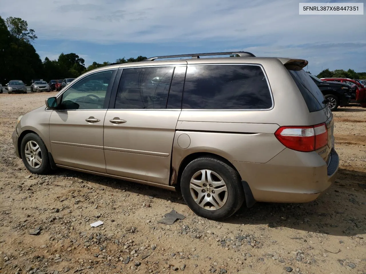 2006 Honda Odyssey Exl VIN: 5FNRL387X6B447351 Lot: 69572954