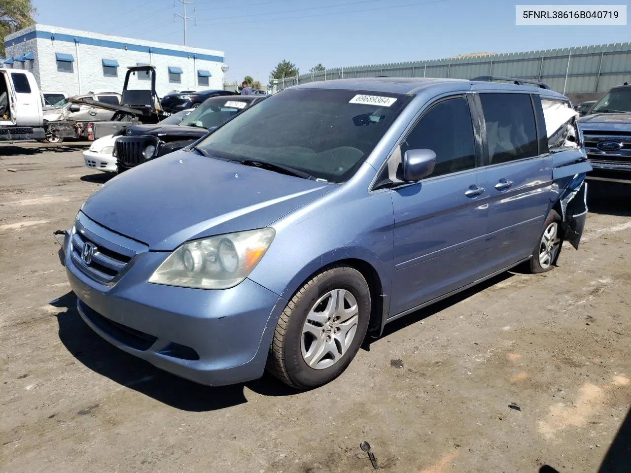 2006 Honda Odyssey Exl VIN: 5FNRL38616B040719 Lot: 69689364