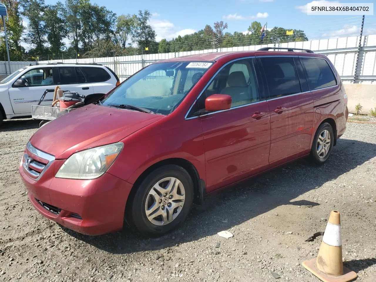 2006 Honda Odyssey Ex VIN: 5FNRL384X6B404702 Lot: 70264784