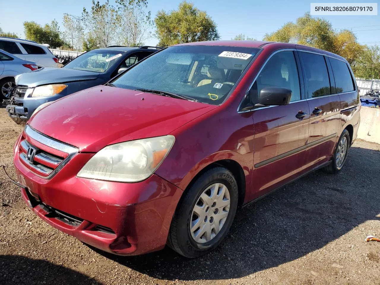 5FNRL38206B079170 2006 Honda Odyssey Lx