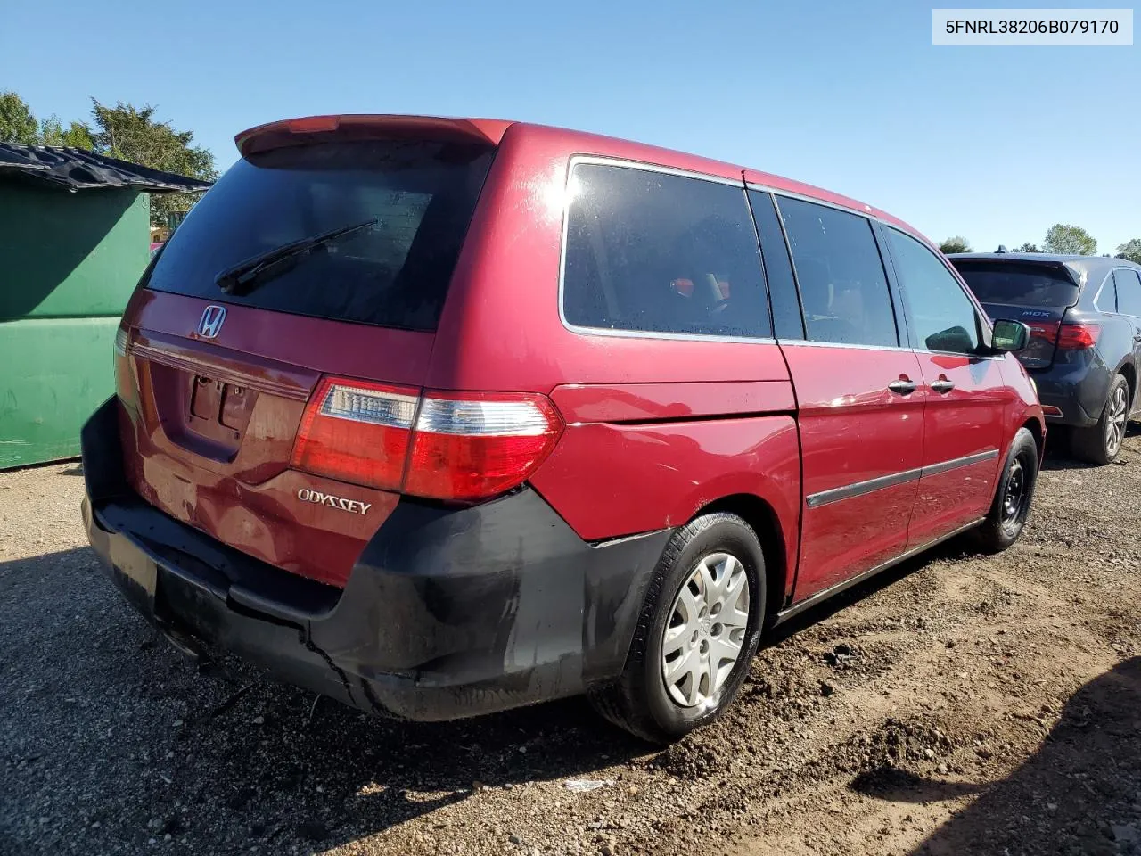 2006 Honda Odyssey Lx VIN: 5FNRL38206B079170 Lot: 72379384