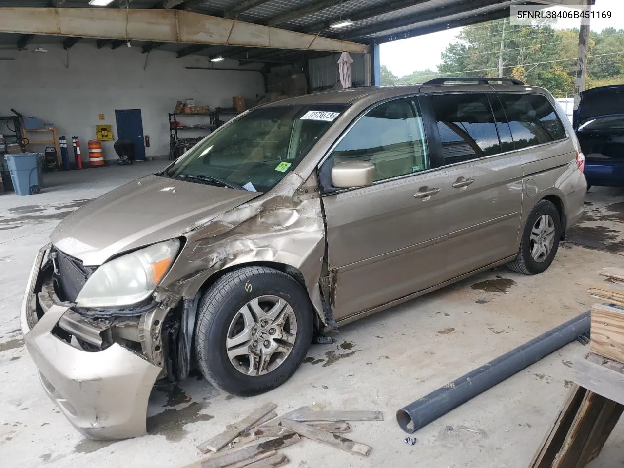 5FNRL38406B451169 2006 Honda Odyssey Ex