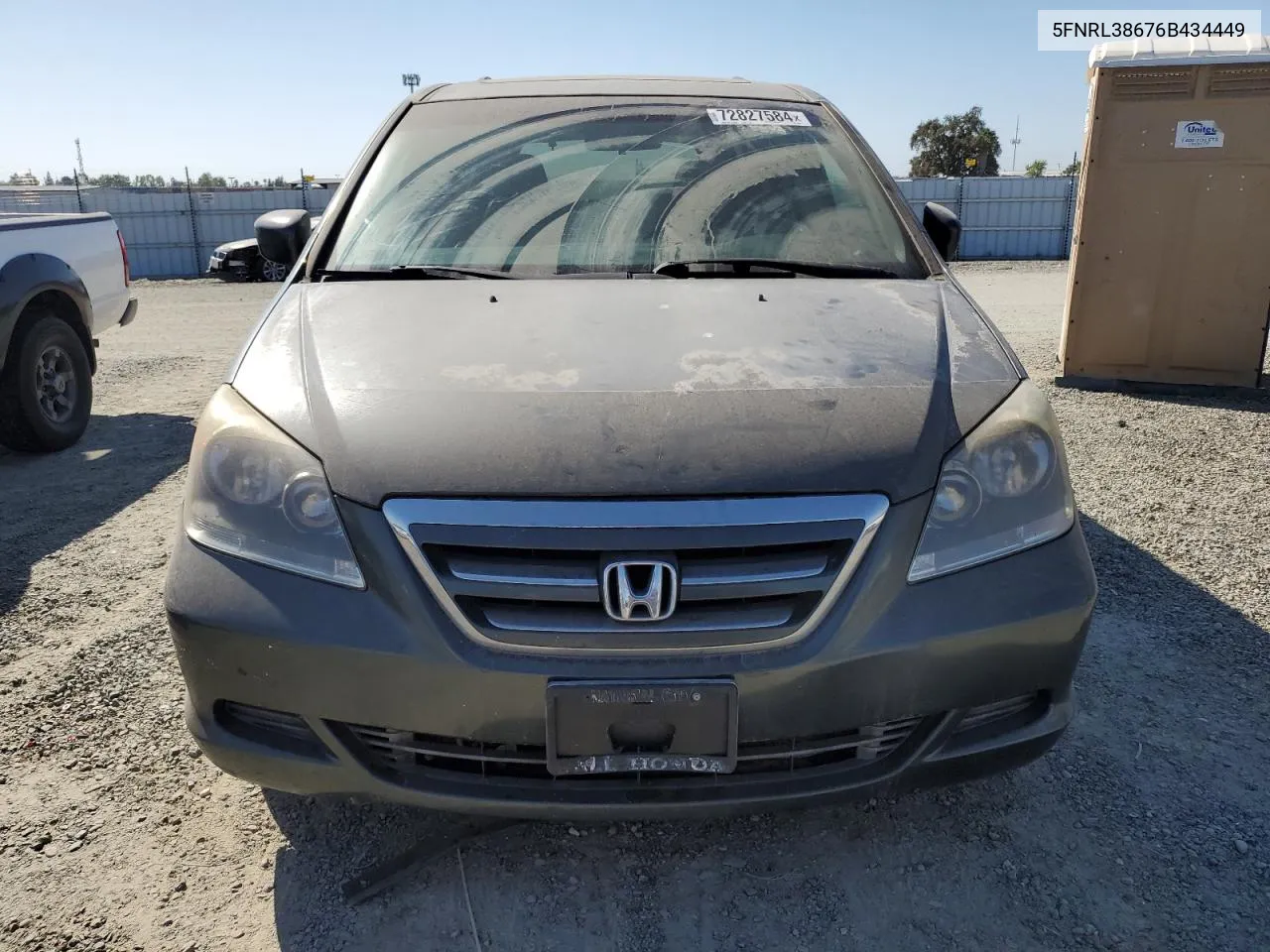 2006 Honda Odyssey Exl VIN: 5FNRL38676B434449 Lot: 72827584