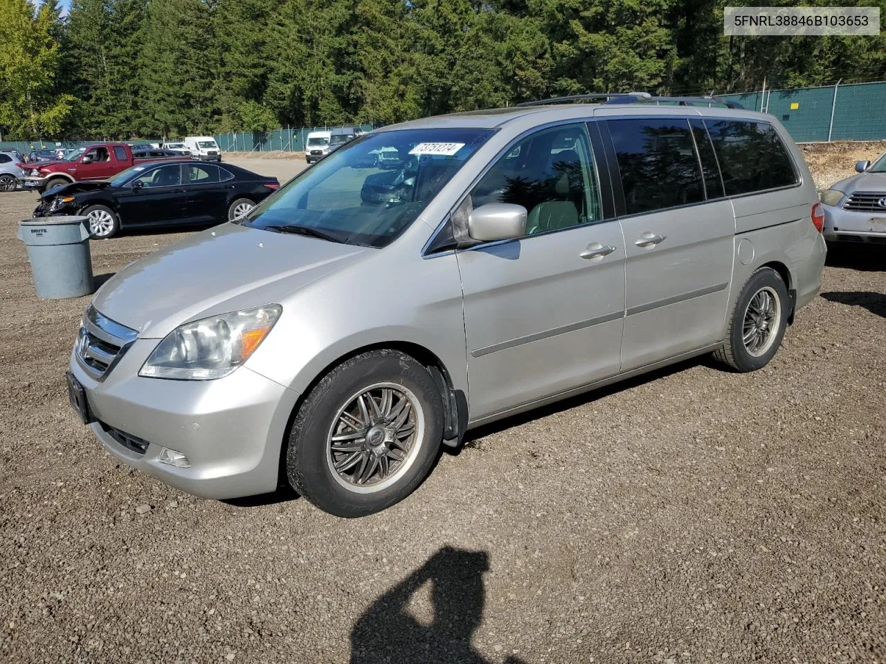 2006 Honda Odyssey Touring VIN: 5FNRL38846B103653 Lot: 73751274