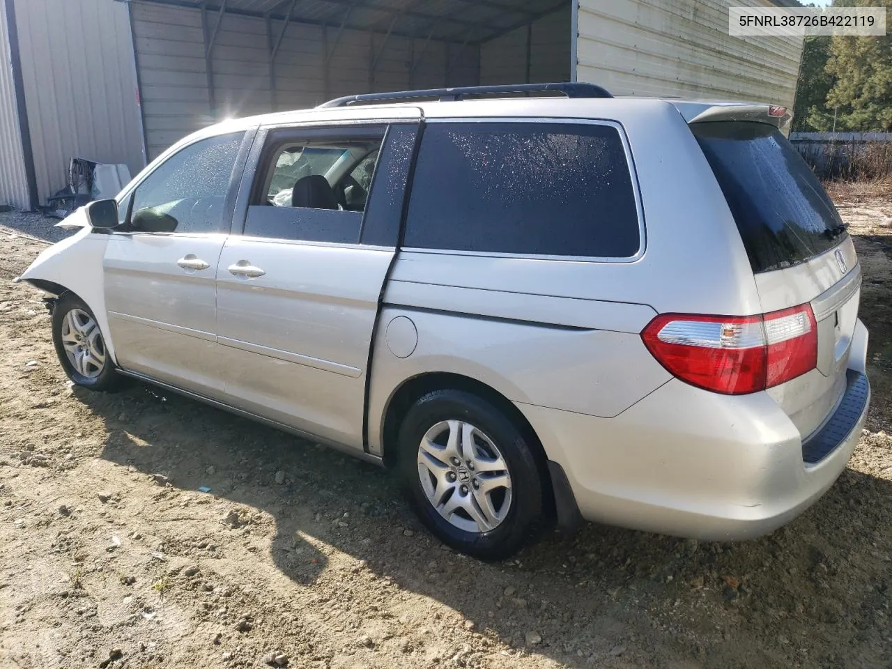 2006 Honda Odyssey Exl VIN: 5FNRL38726B422119 Lot: 74070774