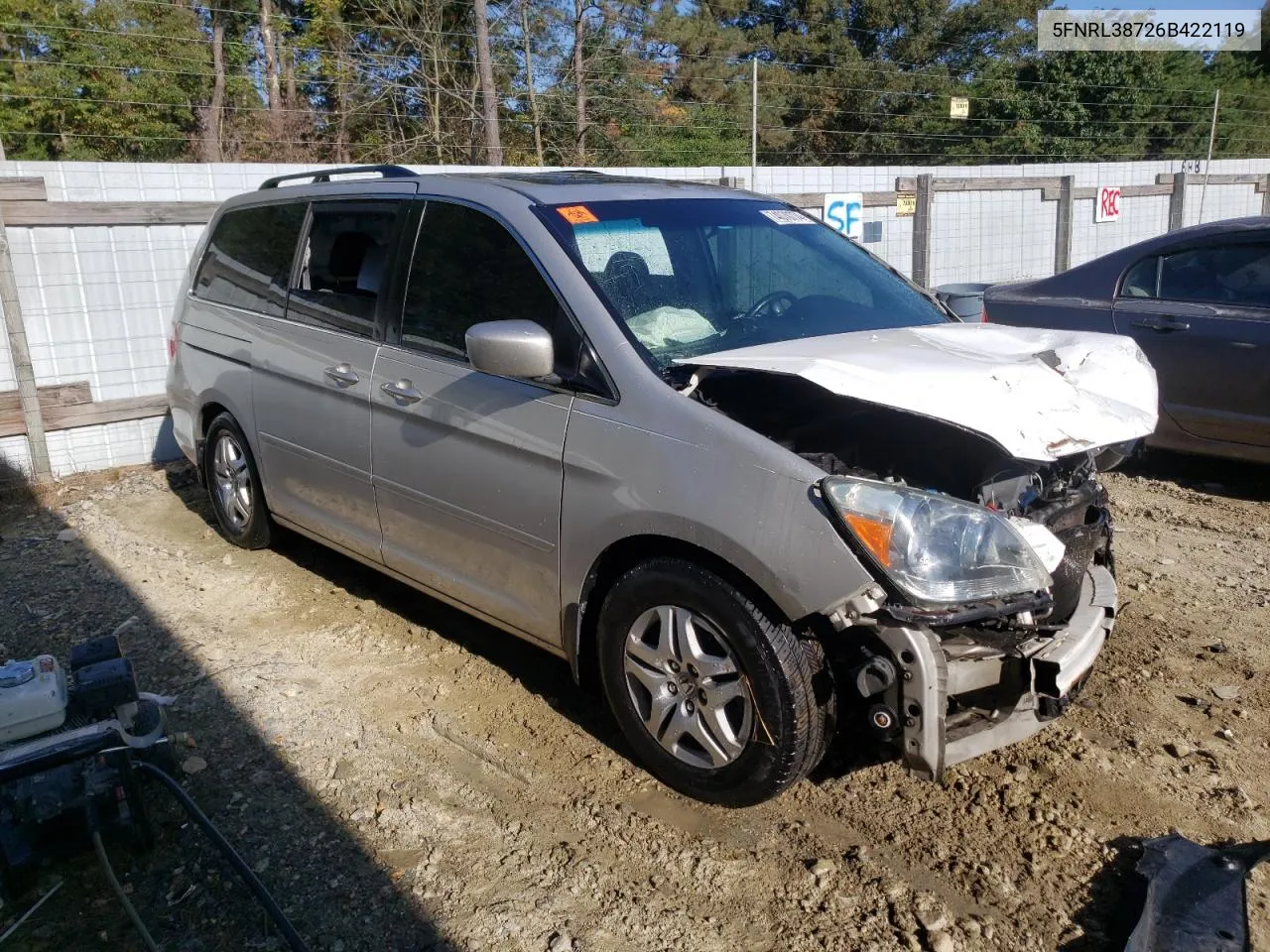 2006 Honda Odyssey Exl VIN: 5FNRL38726B422119 Lot: 74070774