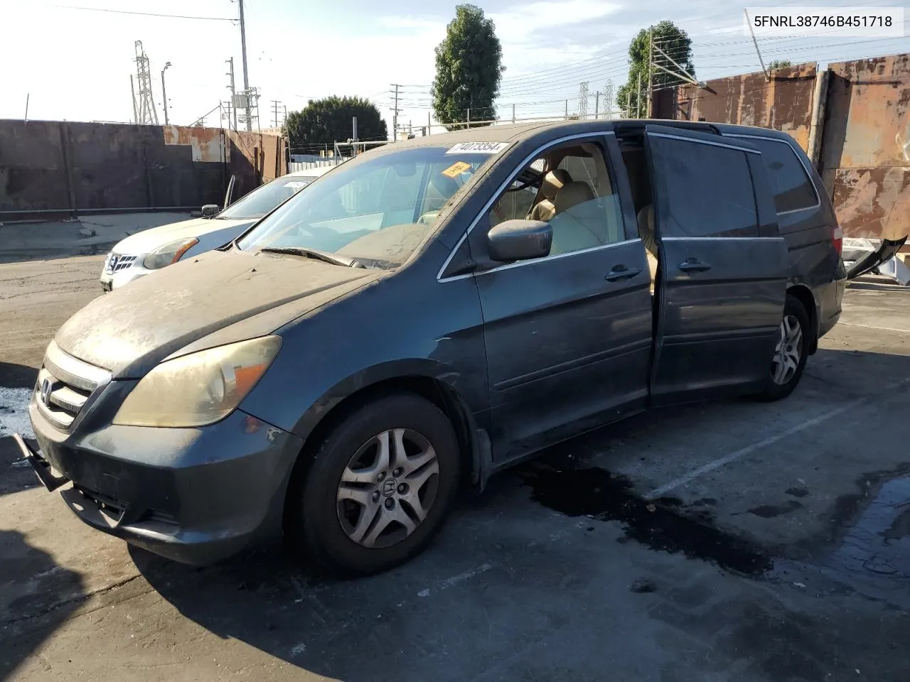 2006 Honda Odyssey Exl VIN: 5FNRL38746B451718 Lot: 74073354