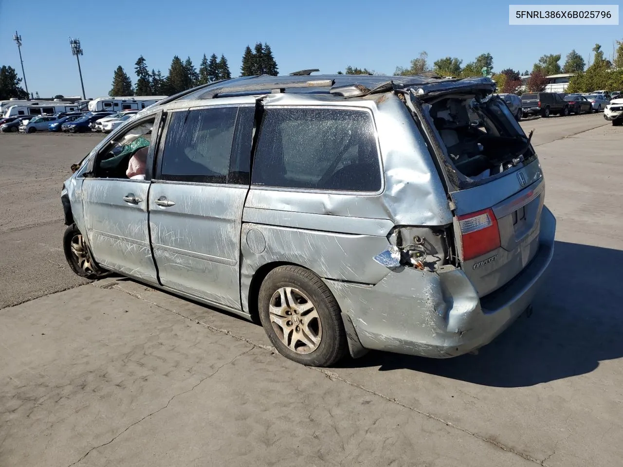 2006 Honda Odyssey Exl VIN: 5FNRL386X6B025796 Lot: 74198204