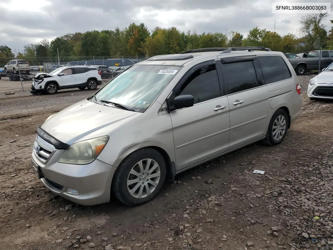 2006 Honda Odyssey Touring VIN: 5FNRL38866B003053 Lot: 74336804