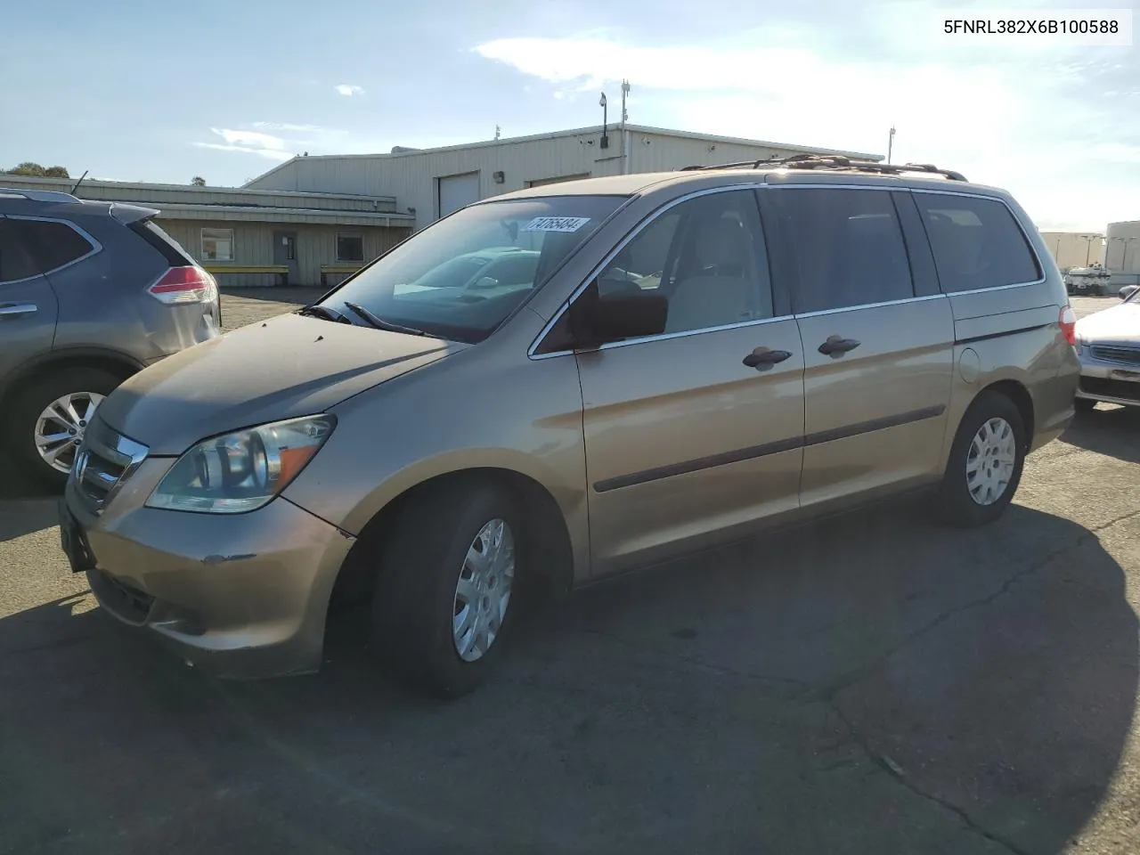 2006 Honda Odyssey Lx VIN: 5FNRL382X6B100588 Lot: 74765484