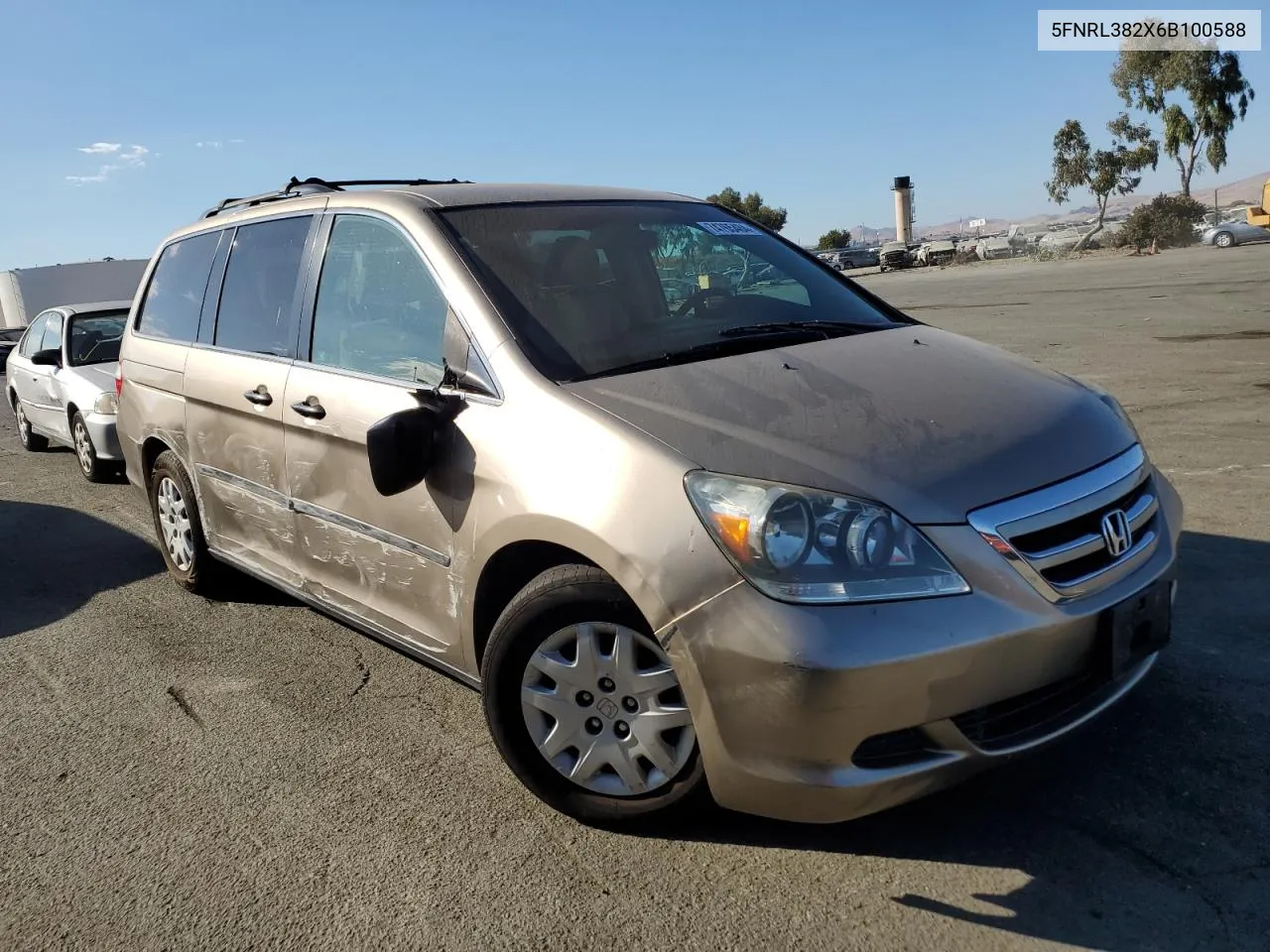 2006 Honda Odyssey Lx VIN: 5FNRL382X6B100588 Lot: 74765484