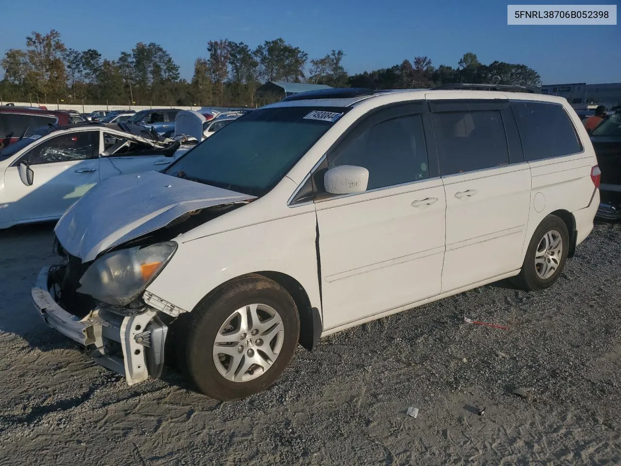 2006 Honda Odyssey Exl VIN: 5FNRL38706B052398 Lot: 74930844