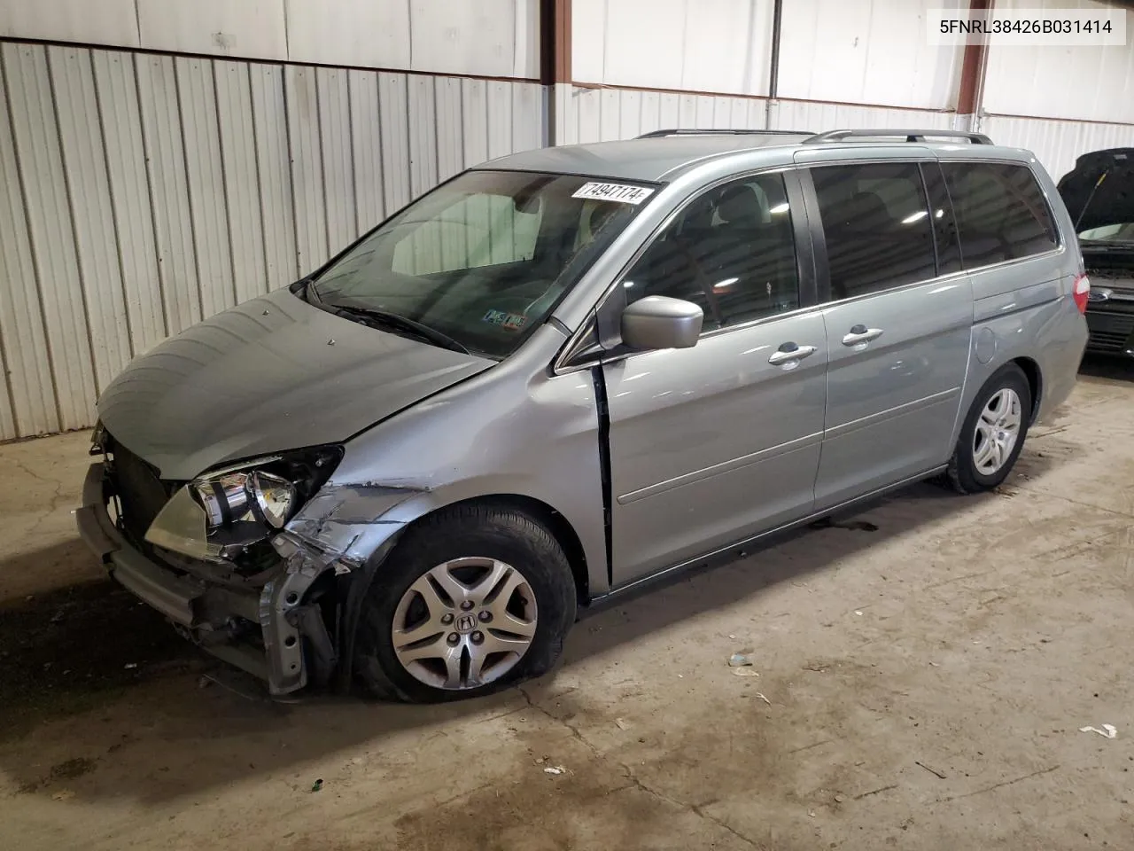 2006 Honda Odyssey Ex VIN: 5FNRL38426B031414 Lot: 74947174