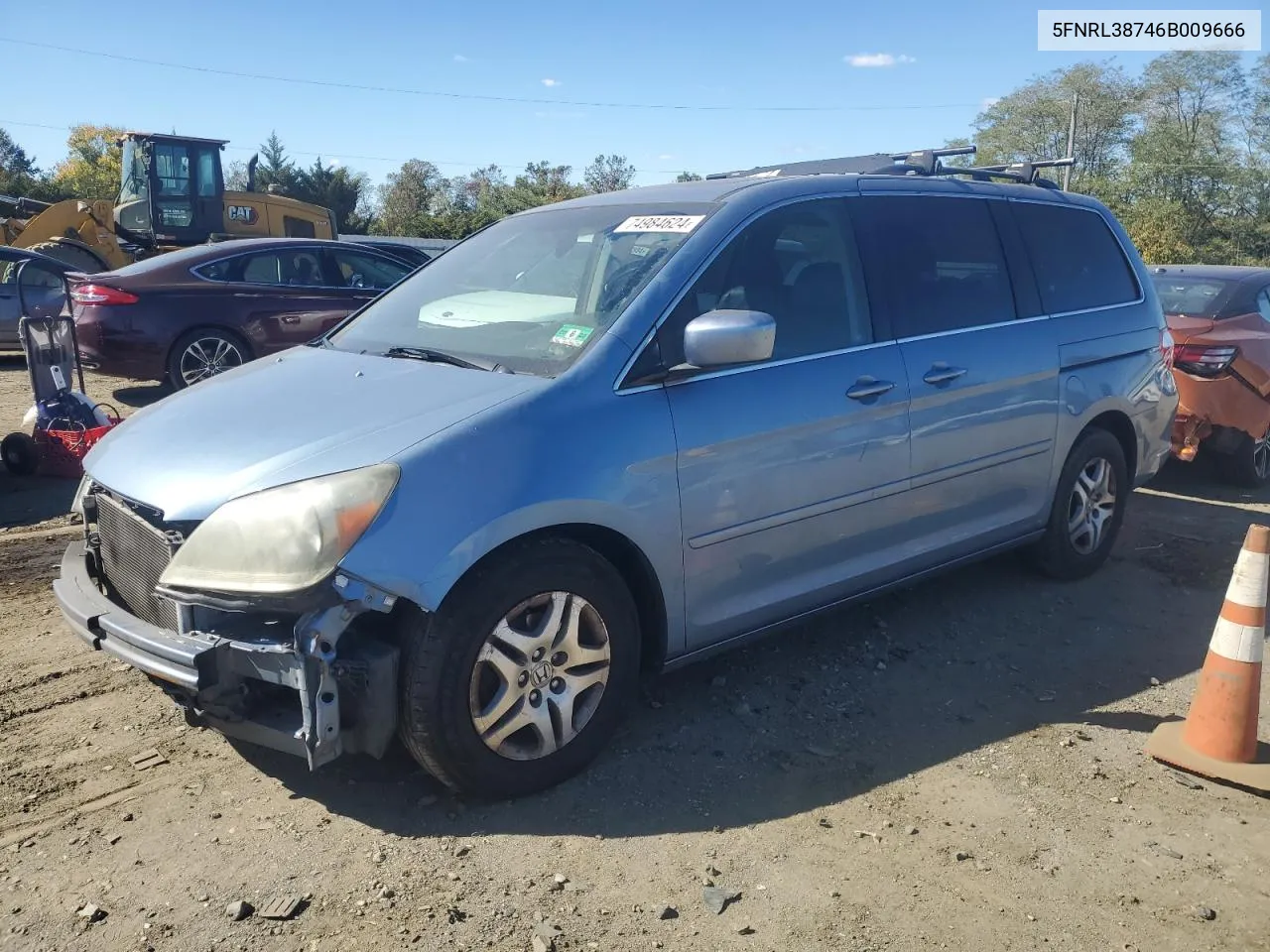 2006 Honda Odyssey Exl VIN: 5FNRL38746B009666 Lot: 74984624