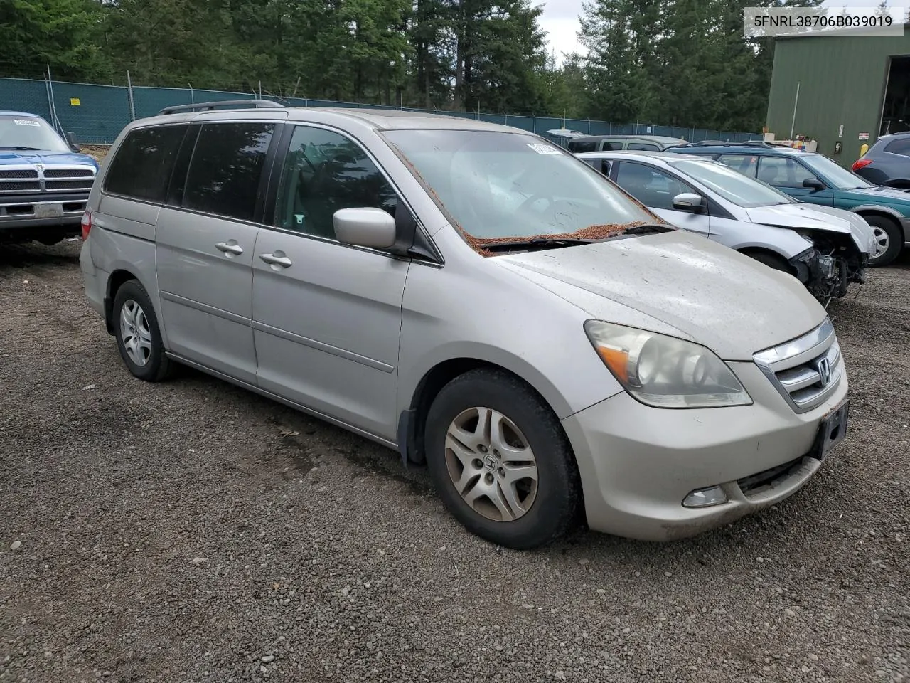 2006 Honda Odyssey Exl VIN: 5FNRL38706B039019 Lot: 75136884