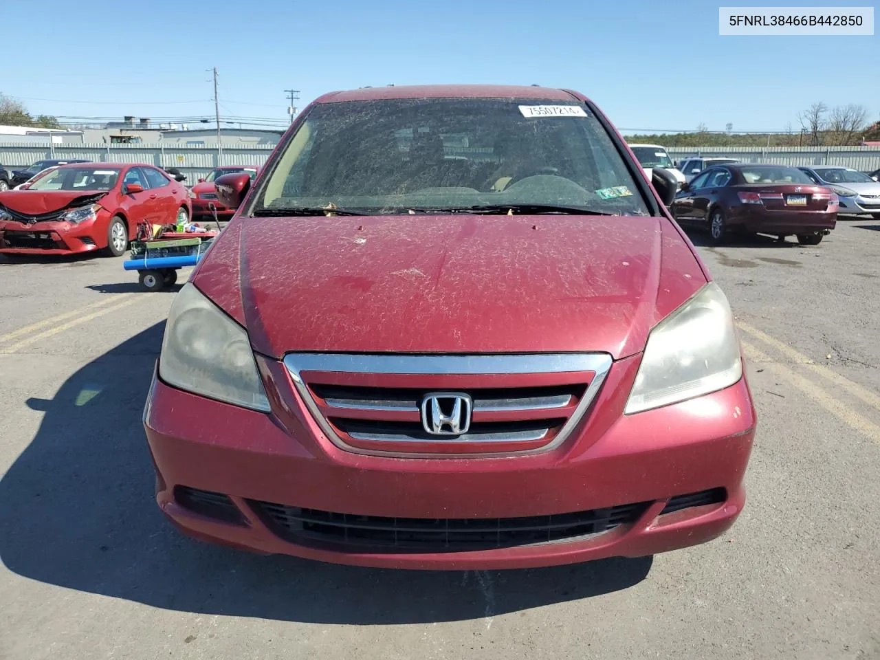 2006 Honda Odyssey Ex VIN: 5FNRL38466B442850 Lot: 75507214