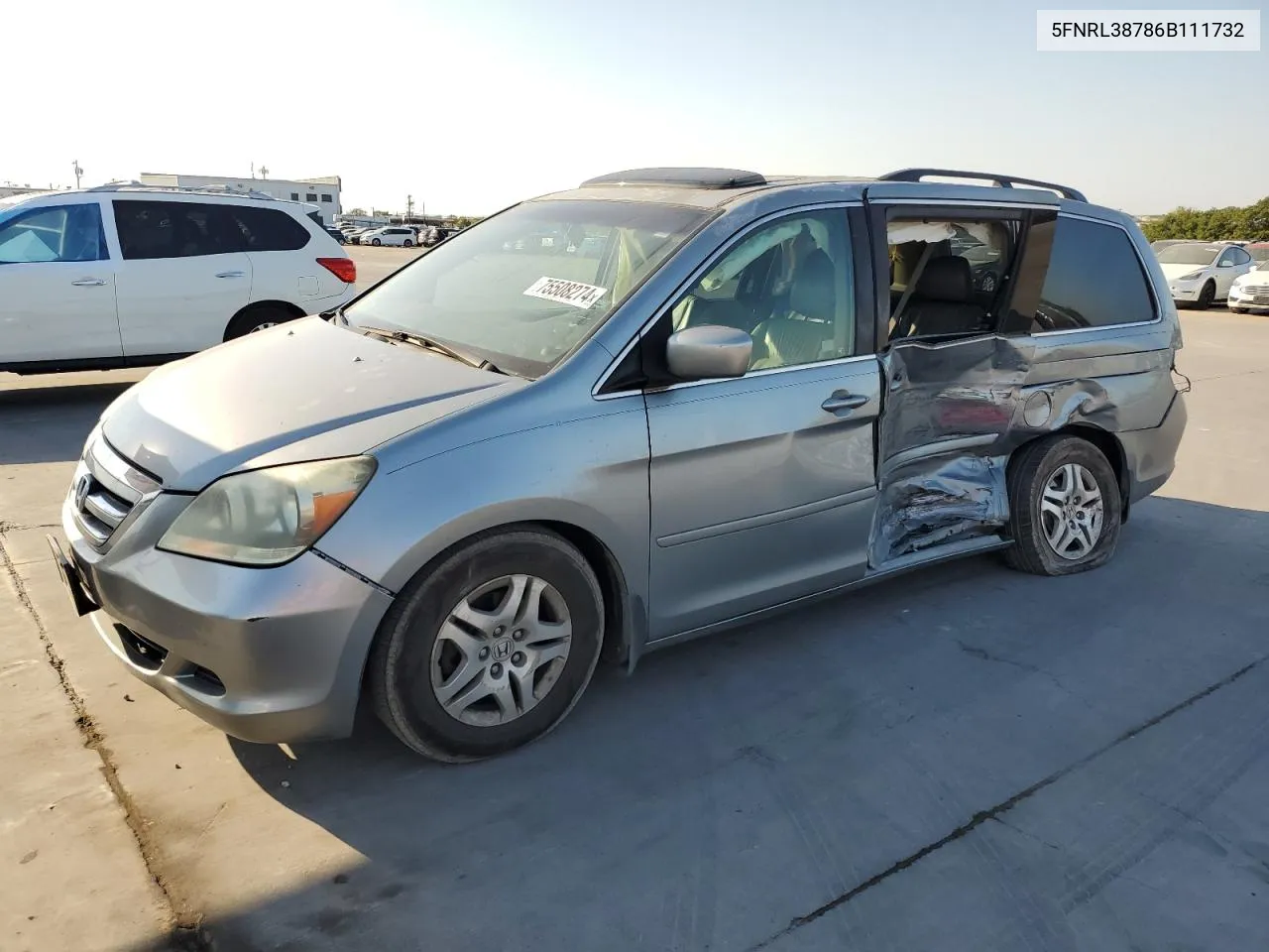 2006 Honda Odyssey Exl VIN: 5FNRL38786B111732 Lot: 75508274