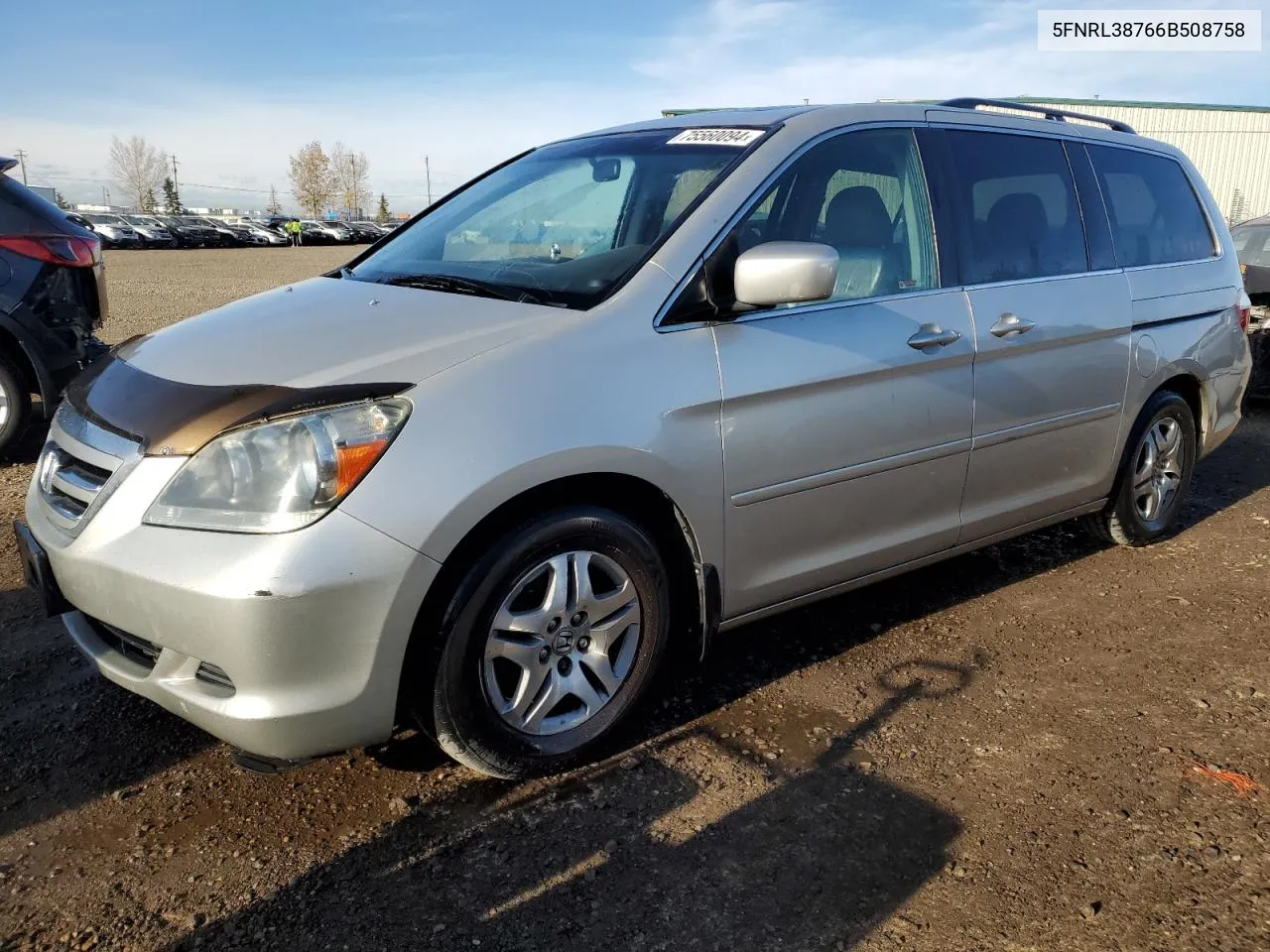 2006 Honda Odyssey Exl VIN: 5FNRL38766B508758 Lot: 75560094