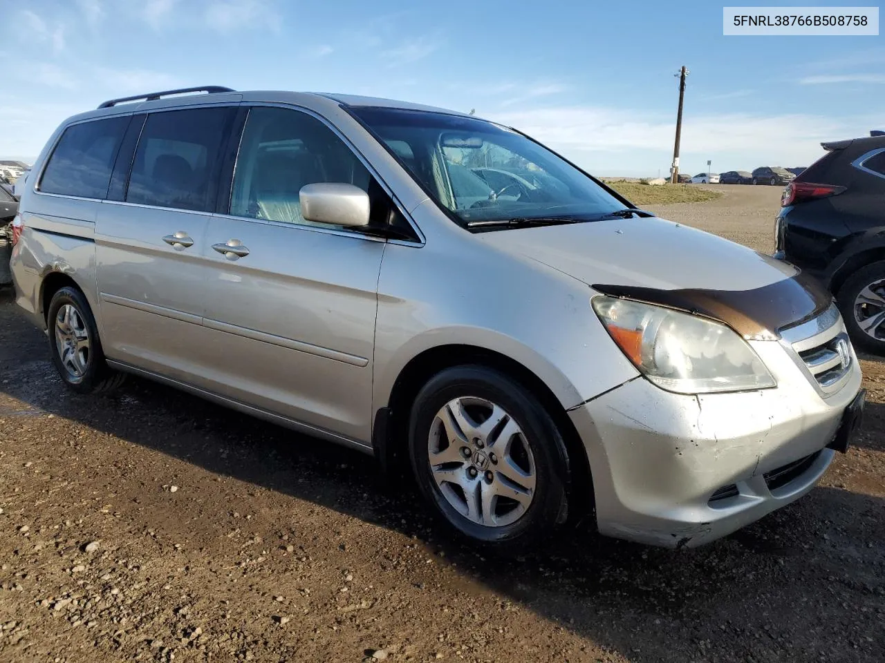 2006 Honda Odyssey Exl VIN: 5FNRL38766B508758 Lot: 75560094