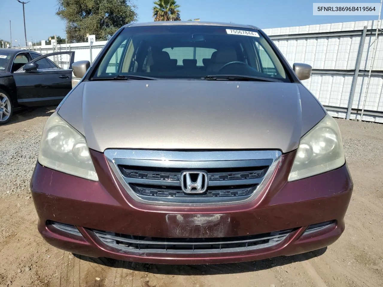 2006 Honda Odyssey Exl VIN: 5FNRL38696B419564 Lot: 75567844