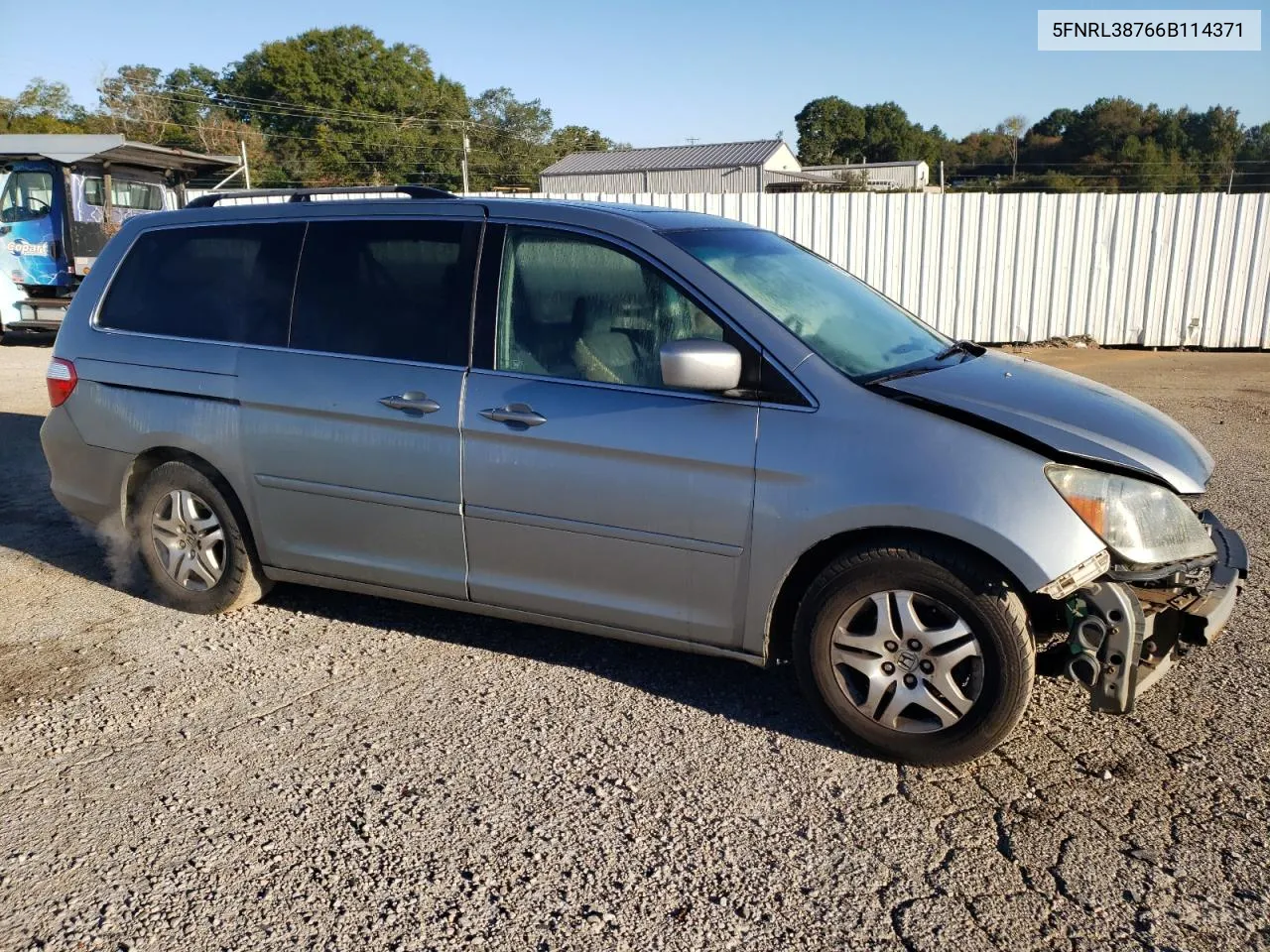 2006 Honda Odyssey Exl VIN: 5FNRL38766B114371 Lot: 75631064