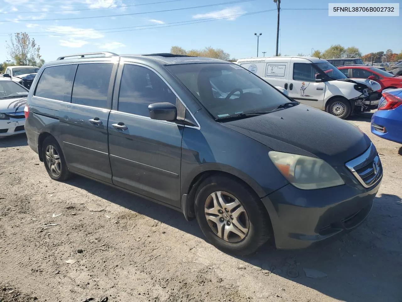 2006 Honda Odyssey Exl VIN: 5FNRL38706B002732 Lot: 75994984