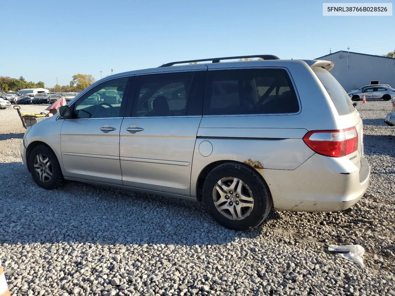 2006 Honda Odyssey Exl VIN: 5FNRL38766B028526 Lot: 76313214