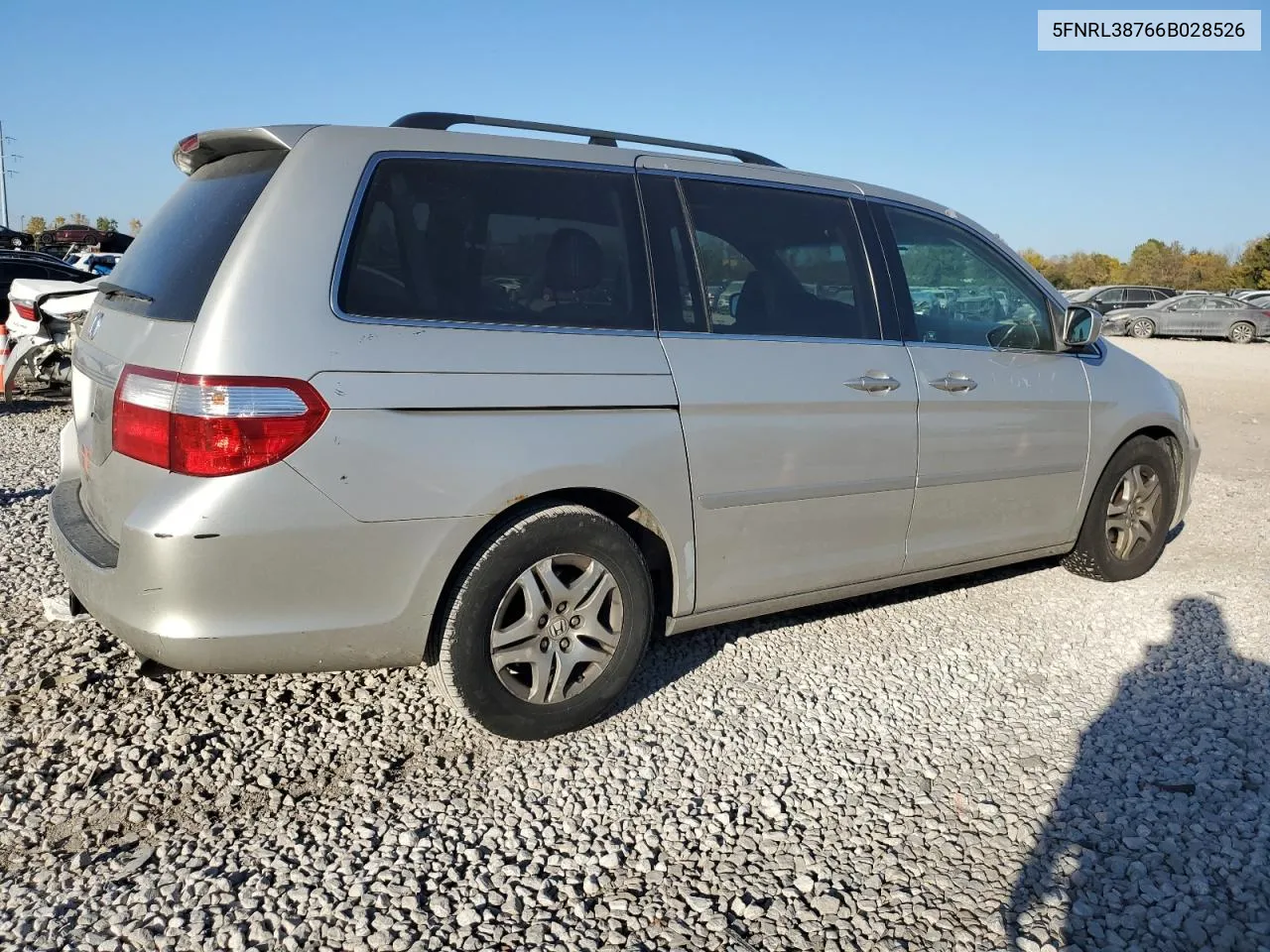 2006 Honda Odyssey Exl VIN: 5FNRL38766B028526 Lot: 76313214