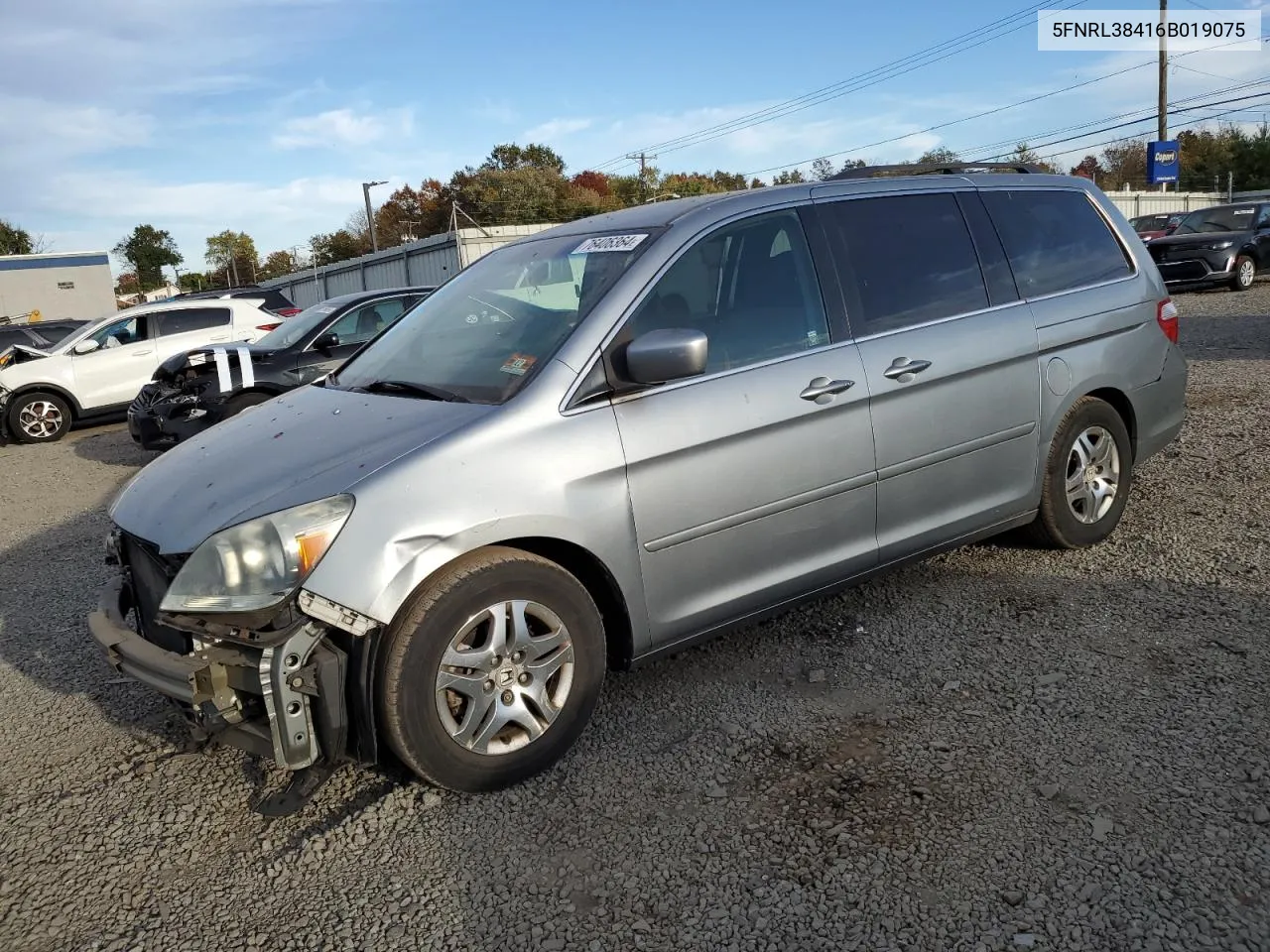 2006 Honda Odyssey Ex VIN: 5FNRL38416B019075 Lot: 76406364