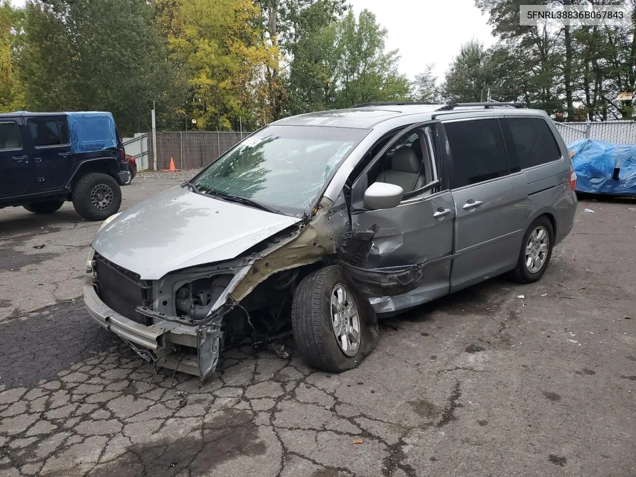 2006 Honda Odyssey Touring VIN: 5FNRL38836B067843 Lot: 76987264