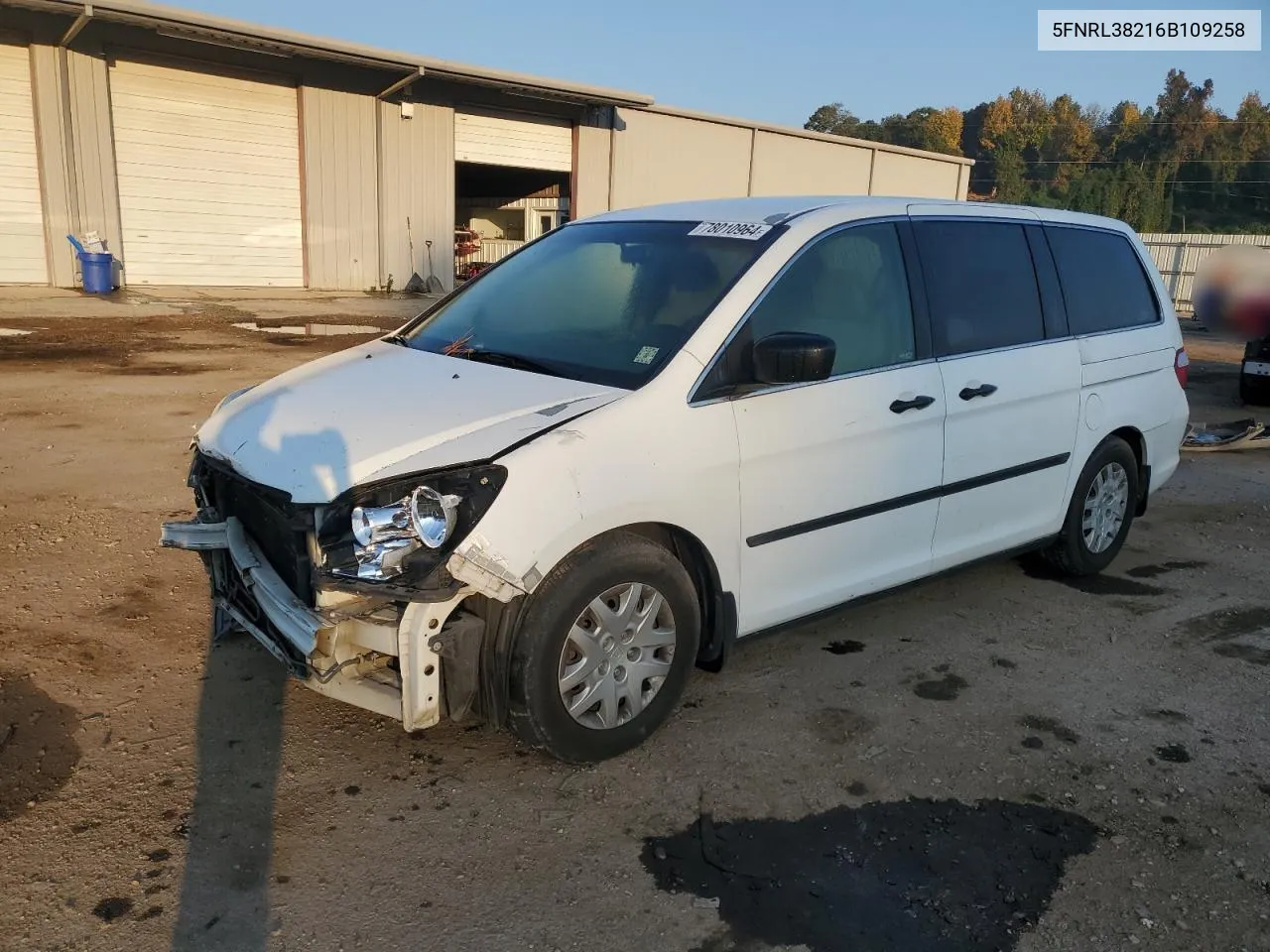 2006 Honda Odyssey Lx VIN: 5FNRL38216B109258 Lot: 78010964