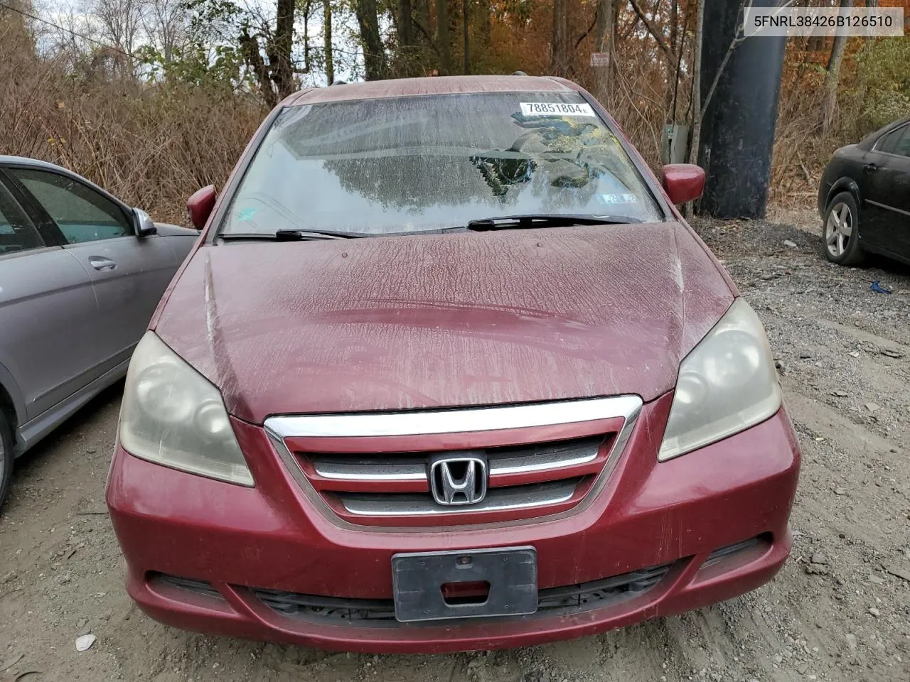 2006 Honda Odyssey Ex VIN: 5FNRL38426B126510 Lot: 78851804