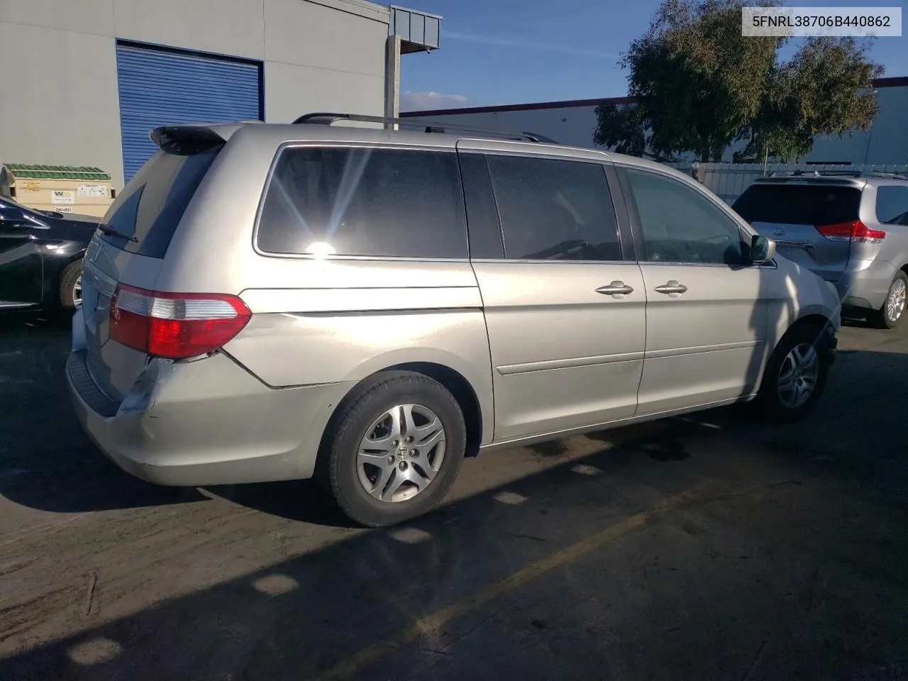 2006 Honda Odyssey Exl VIN: 5FNRL38706B440862 Lot: 79101664