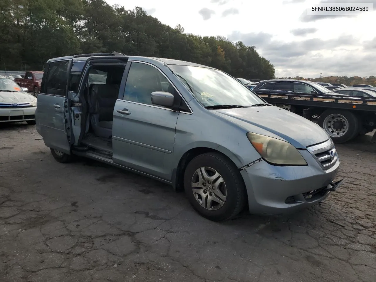 2006 Honda Odyssey Exl VIN: 5FNRL38606B024589 Lot: 79920744